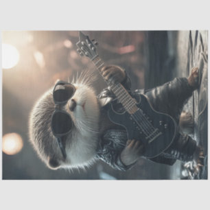 Decoupage Stylish Guitar Playing Otter  Tissue Paper