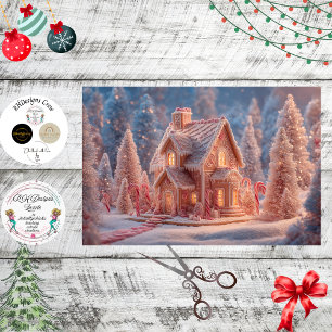 Decoupage Sugary Winter Ginger Bread House  Tissue Paper
