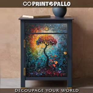 Decoupage - Tiled ceramic dreamlike tree -  Tissue Paper