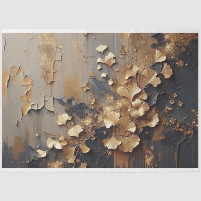 Decoupage Tissue Paper Gingko Leaves Flora Fauna (Front)