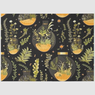 Decoupage Tissue Paper Glass Terrarium Jars Bottle