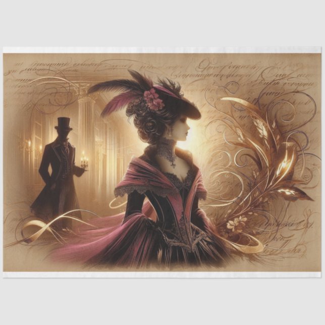 Decoupage Tissue Paper Gothic Victorian Lady (Front)