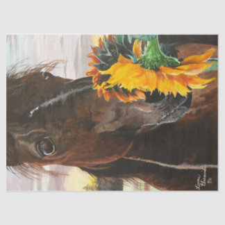 Decoupage Tissue Paper Horse and Sunflowers