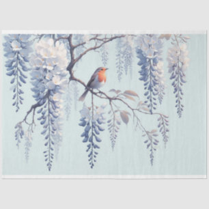 Decoupage Tissue Paper Red Robin on the Wisteria