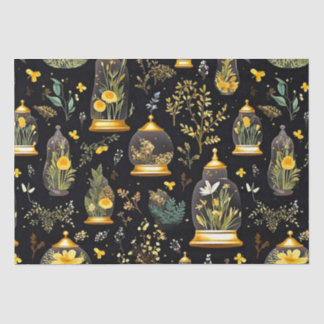 Decoupage Tissue Paper Terrarium Cloches on Black 