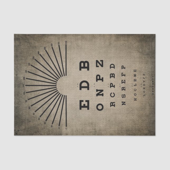 Decoupage Tissue Paper - Vintage Looking Eye Chart (Front)