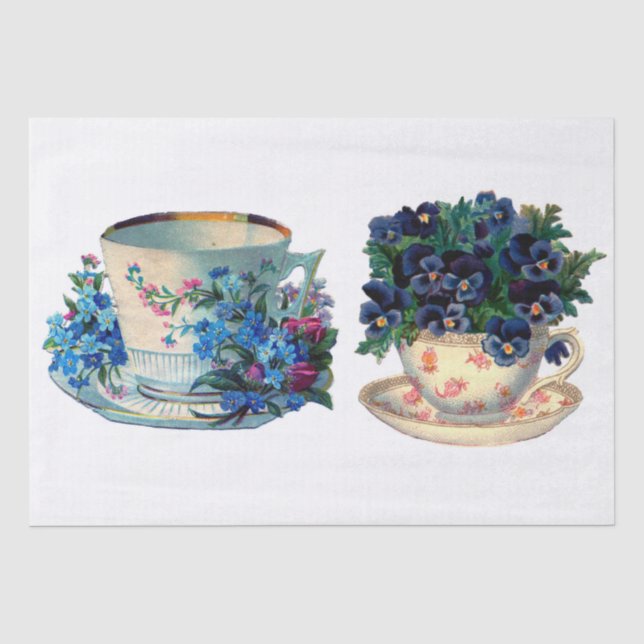 DECOUPAGE TISSUE PAPER : VINTAGE TEACUPS (Front)