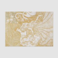 Decoupage Tissue Paper Woman Swan Art Gold Yellow