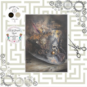 Decoupage Tricorn Rustic Pirate Hat Feather Tissue Paper