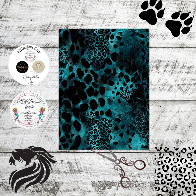 Decoupage Turquoise Black Tiger Skin  Tissue Paper (Creator Uploaded)