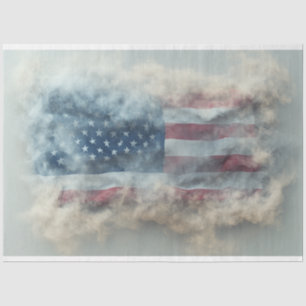 Decoupage USA Flag in Smoke Patriotism Tissue Paper