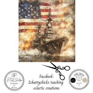 Decoupage USA Warship At Sea  Tissue Paper