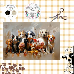 Decoupage Vet's Clinic Pets Of All Kinds Tissue Paper