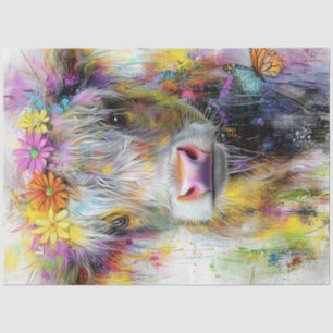 Decoupage Vibrant Abstract Cow Face  Tissue Paper