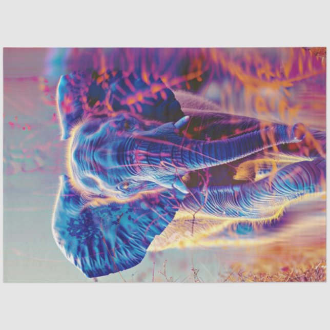 Decoupage Vibrant Coloured Elephant  Tissue Paper (Front)