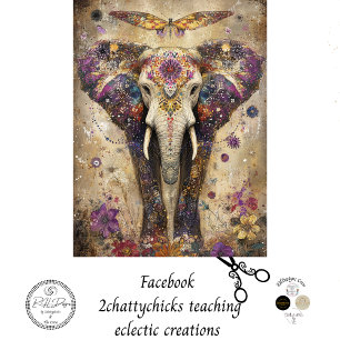 Decoupage Vibrant Elephant Colourful Flowers Tissue Paper