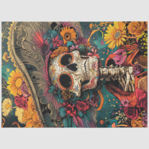 Decoupage Vibrant Lady Day of Dead  Tissue Paper