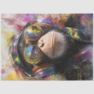 Decoupage Vibrant Painting Monkey Abstract Tissue Paper