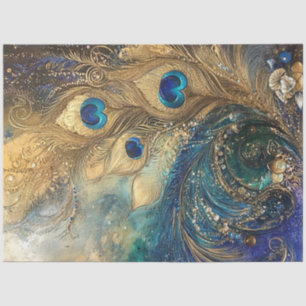 Decoupage Vibrant Peacock Feather Motif  Tissue Paper