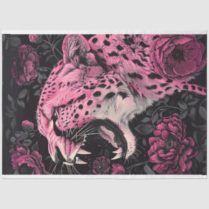 Decoupage Vibrant Pink Black Coloured Cheetah Tissue Paper
