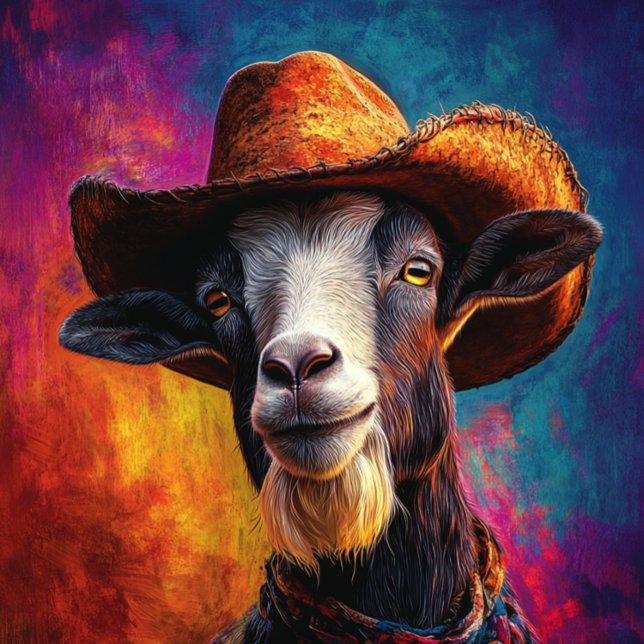 Decoupage Vibrantly Coloured Goat Western Hat Tissue Paper (Creator Uploaded)