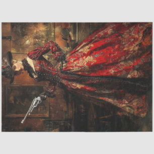 Decoupage Victorian Dressed Lady Gunslinger Tissue Paper