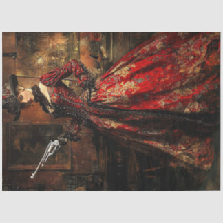 Decoupage Victorian Dressed Lady Gunslinger Tissue Paper