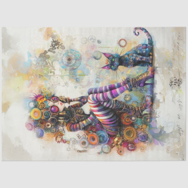 Decoupage Victorian-era Fashion Futuristic Boho Tissue Paper (Front)