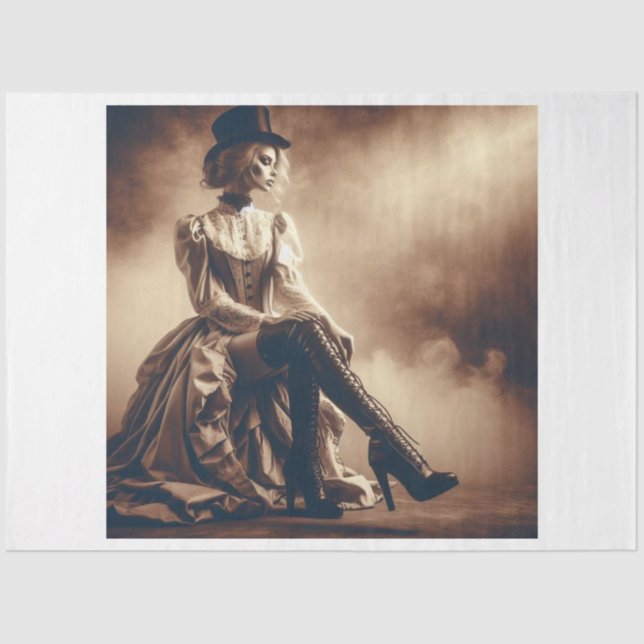  Decoupage Victorian Gothic Woman Tissue Paper (Front)