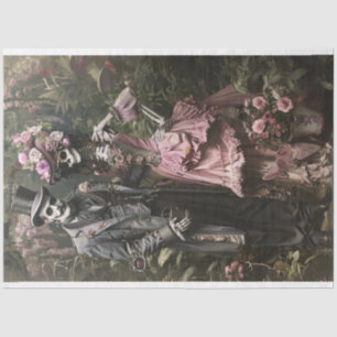 Decoupage Victorian Skeleton Couple Tissue Paper