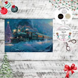 Decoupage Vintage Christmas Steam Engine Train Tissue Paper