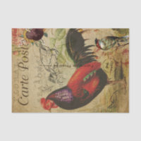  Decoupage Vintage Ephemera Rooster Farm postcard