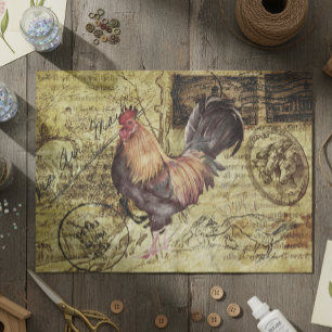  Decoupage Vintage Ephemera Rooster Farm  Tissue Paper