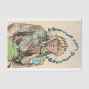 Decoupage Vintage Indian Chief Colourized Tissue Paper