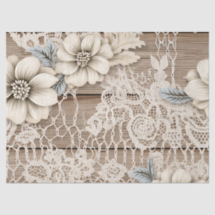 Decoupage Vintage Lace and Wood Texture Tissue Paper