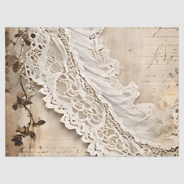 Decoupage Vintage Lace Trim Tissue Paper (Front)