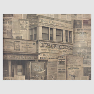 Decoupage Vintage Newspaper old fonts faded colour Tissue Paper