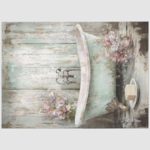 Decoupage Vintage Pale Blue Tub  Tissue Paper