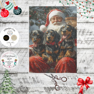 Decoupage Vintage Santa & His Dachshund  Tissue Paper