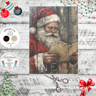 Decoupage Vintage Santa Reading Naughty Nice List Tissue Paper