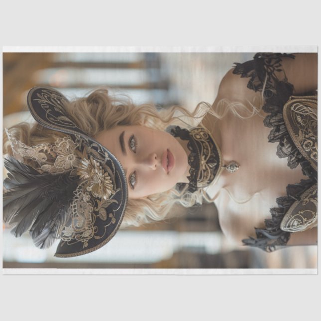 Decoupage Vintage Southern Belle Charlotte Tissue Paper (Front)