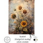 Decoupage Vintage Sunflower Painting  Tissue Paper<br><div class="desc">The image is a detailed vintage painting of sunflowers. The painting features five sunflowers in various stages of bloom, with three fully bloomed sunflowers prominently displayed in the centre. The background is a textured mix of blue and beige tones, giving the painting a rustic and vintage feel. The sunflowers are...</div>