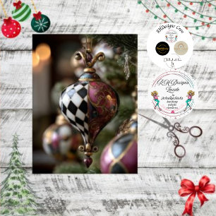 Decoupage Vintage Teardrop Christmas Ornament  Tissue Paper