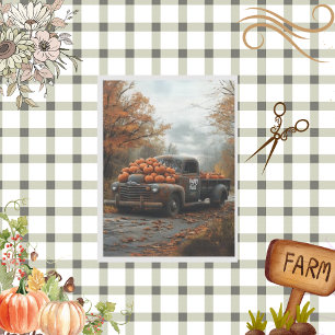 Decoupage Vintage Truck Pumpkins Fall Scene Tissue Paper
