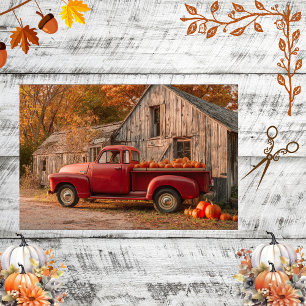 Decoupage Vintage Truck Rustic Barn Fall Scene Tissue Paper