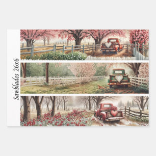 Decoupage Vintage Valentine Trucks Handsaws Signs  Wrapping Paper Sheet