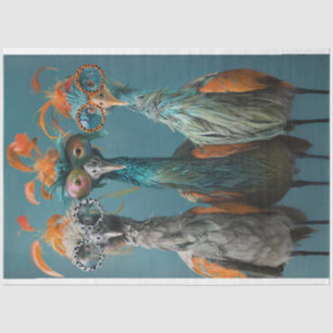 Decoupage Wackadoodle Bridge Playing Birds Tissue Paper