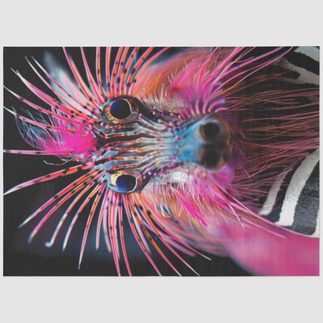 Decoupage Wackadoodle Zebra Pink White Stripes  Tissue Paper (Front)