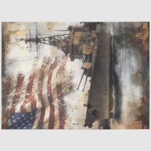 Decoupage Warship USA Military Patriotism Tissue Paper