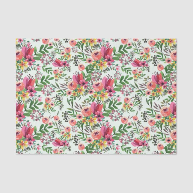 Decoupage Watercolor Floral Flowers Tissue Paper (Front)
